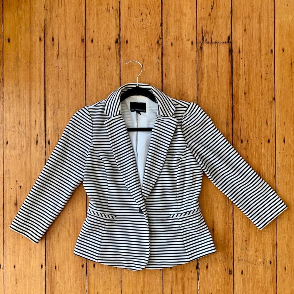 Black and White Striped Blazer